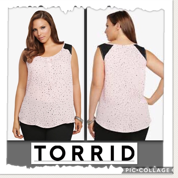 torrid Tops - FAUX LEATHER TRIM STAR PRINT TANK